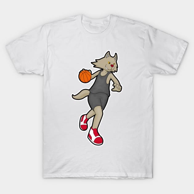 Cat as Basketball player with Basketball T-Shirt by Markus Schnabel